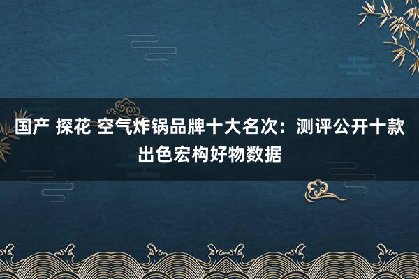 国产 探花 空气炸锅品牌十大名次：测评公开十款出色宏构好物数据