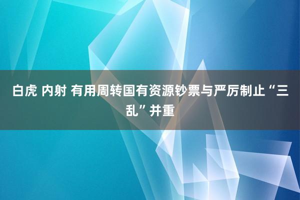 白虎 内射 有用周转国有资源钞票与严厉制止“三乱”并重