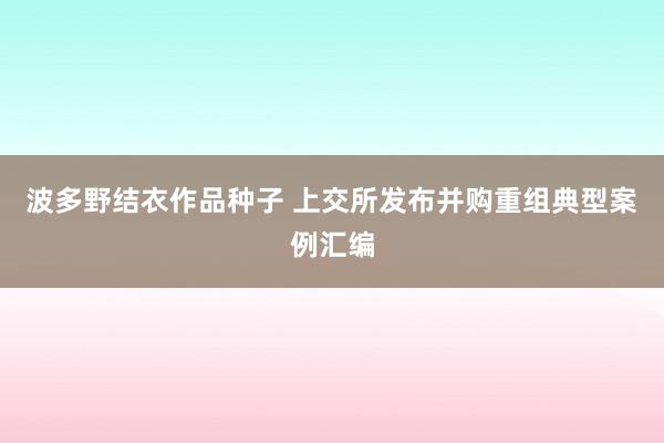 波多野结衣作品种子 上交所发布并购重组典型案例汇编