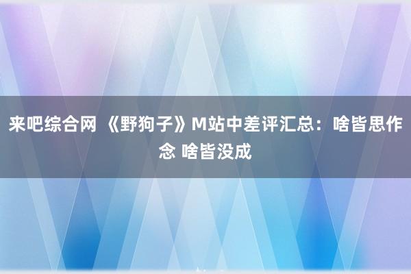 来吧综合网 《野狗子》M站中差评汇总：啥皆思作念 啥皆没成