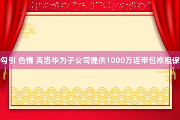 勾引 色情 英洛华为子公司提供1000万连带包袱担保